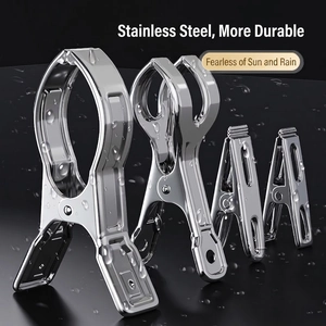 Set of durable stainless steel laundry clips for windproof outdoor clothes drying