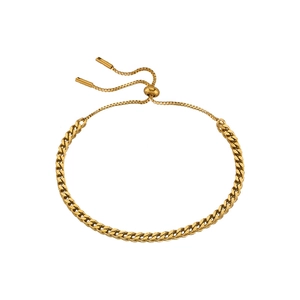 Golden titanium steel woven chain bracelet with adjustable drawstring closure for women