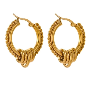 Twisted Rope Hoop Earrings For Women Stainless Steel Gold Plated Elegant Small Circle Fashion Jewelry Minimalist Style