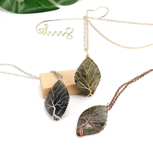 Handmade Tree of Life labradorite pendants with wire wrap in gold, silver, and bronze