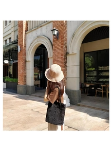 Borsa a tracolla in pizzo nero stile coreano, borsa a secchiello casual per shopping capiente
