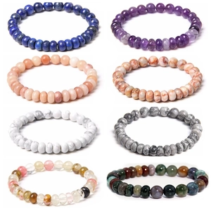 Bracciale Con Perline In Pietra Naturale Elastico Ametista Lapislazzuli Gioielli In Cristallo Per Uomini Donne Fatto A Mano Minimalista