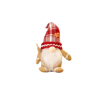 Gnomo di Natale in peluche fatto a mano con cappello di pan di zenzero e barba bianca