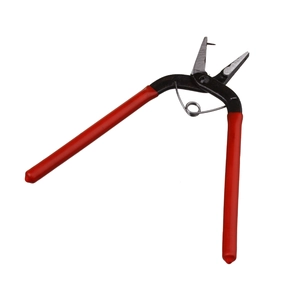 Manual diagonal pliers with red anti-slip handles and return spring for DIY jewelry crafts