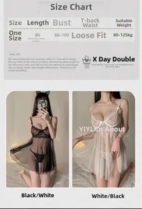 Size chart for lace lingerie babydoll showing dimensions in cm and washing instructions