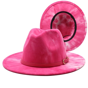 Chapeau Fedora À Bord Large Tie Dye Mélange Coton Polyester Avec Boucle De Ceinture En Similicuir Unisexe Jazz Chic