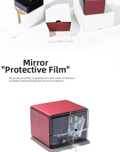 Detail of LED jewelry box with PE protective film to prevent scratches and fingerprints