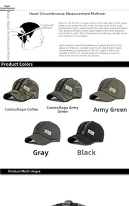 Guida alle taglie e selezione colori per cappellini da baseball mimetici in cotone