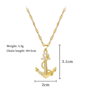 Tableau des tailles pour collier pendentif ancre avec mesures de 3,1 cm et 2 cm