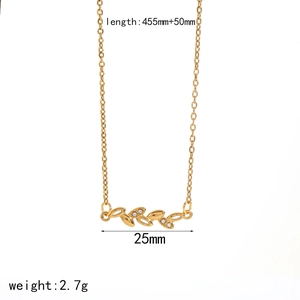 18k gold leaf pendant necklace with rhinestones on a white background, 455mm chain