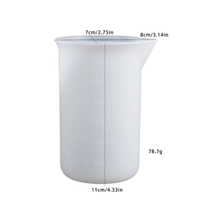 Silicone measuring cup with 120ml capacity showing detailed 11cm height dimensions