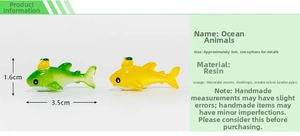 Miniature resin shark figurines for micro landscape decor in yellow and green
