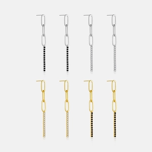 Boucles D'oreilles Pendantes À Maillons Avec Tige En Argent Sterling 925 Bijoux À Pince À Papier CZ Pour Femmes