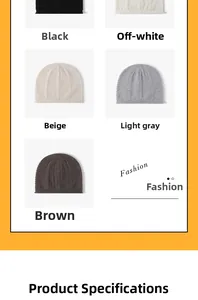 Close-up of cable knit textures and colors for women's wool beanies in five neutral shades