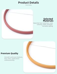 Detail of matte wide headband with non-slip teeth in brick red and mustard yellow