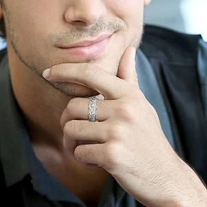 Rotating stainless steel moon and sun ring for men in silver vintage bohemian style