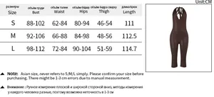 Detailed size chart for glitter halter jumpsuit with bust, waist and hip measurements