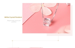 Detailed macro of a cubic Austrian crystal pendant on a S925 sterling silver chain