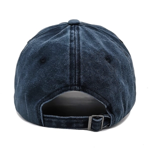 Casquette de baseball en coton délavé bleu marine vintage avec boucle métallique réglable