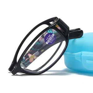 Occhiali Da Lettura Pieghevoli Con Stampa Floreale Anti Luce Blu Montura In PC Custodia Portatile Per Donna