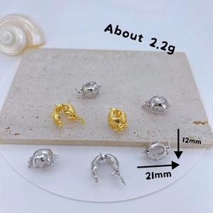 Hollow spherical gold and silver copper pendant connectors for pearl necklace DIY