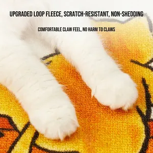 Durable orange maple leaf cat scratching mat with looped pile texture for claws
