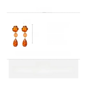 Detailed size chart for amber acrylic drop earrings showing 2.2x8cm dimensions