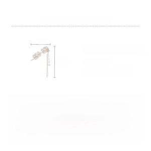 Detailed view of rhinestone tassel hair clip dimensions showing 9cm width and 15.5cm length