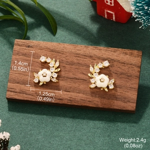 Detailed view of flower stud earrings with dimensions and weight for festive style