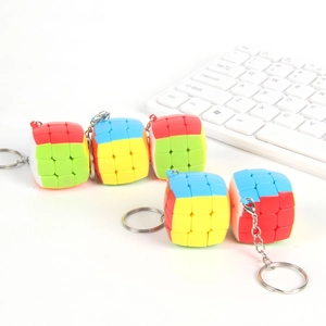 Colorful 3x3 mini cube keychain set with metal ring for educational toy pendant