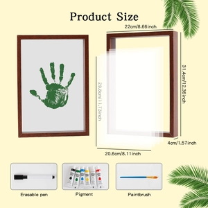 DIY Handprint Picture Frame Kit with Wooden Borders, Acrylic Sheets, Paints, and Brushes