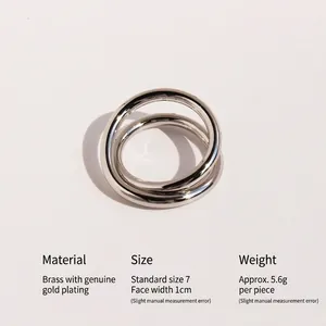 Double-layered crisscross band ring in silver finish made of high-quality brass