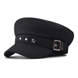 Casquette Gavroche En Toile De Coton Style Militaire Avec Rivets Étoile En Métal Boucle Réglable Mode Rétro Femmes