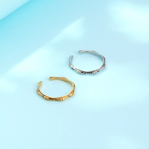 Adjustable bamboo style stackable rings in gold and silver finish for women