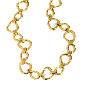 Modern 18K gold-plated stainless steel chunky link necklace on a clean white background