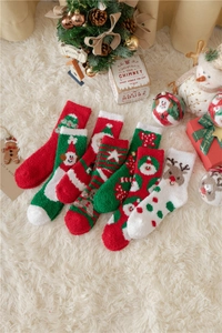 Détails des chaussettes de Noël en polaire corail, coffret de 6 paires douces et chaudes