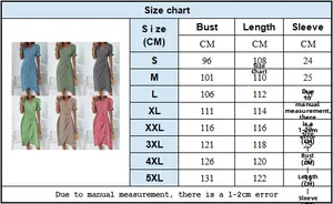 Size chart for geometric patchwork puff sleeve dress with bust and length in centimeters
