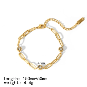 Bracelet chaîne géométrique en acier inoxydable plaqué or 18K serti de zircons