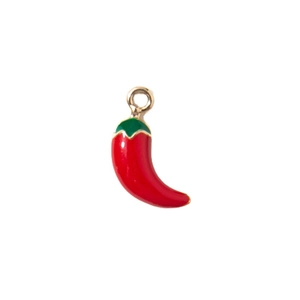 DIY red chili pepper alloy enamel pendant with golden loop for jewelry making