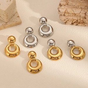 Boucles d'oreilles créoles minimalistes dorées et argentées à double couche pour femmes