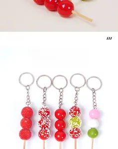 Miniature realistic resin candy hawthorn skewers keychain collection in five styles