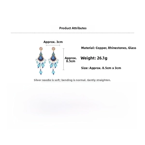 Infographic showing bohemian tassel earrings dimensions 8.5x3cm and 26.1g weight details