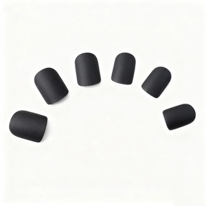 Macro view of matte black square press-on nails showing fine frosted surface texture