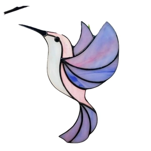 Acrylic hummingbird suncatcher pendant with purple wings for garden window decoration