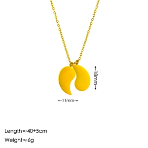 18k gold plated stainless steel teardrop pendant necklace with size dimensions 18x11mm