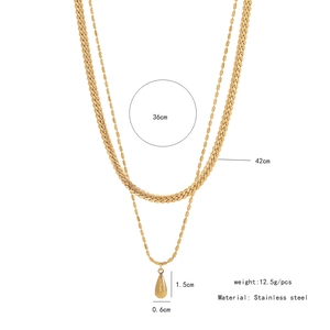 Detailed dimension guide for double layered stainless steel drop pendant necklace