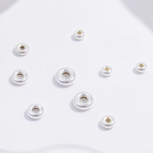 Polished S925 sterling silver round spacer beads for DIY jewelry making and bracelets