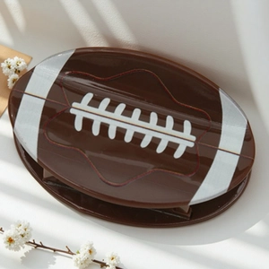 American Football Hair Claw Clip Acrylic Sports Style Shark Clip Brown Stitched Hair Accessory For Women
