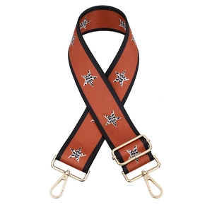 Adjustable wide replacement strap with leopard star pattern and golden metal clips
