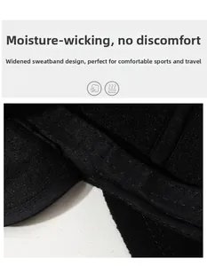 Detail of widened moisture-wicking sweatband inside the black winter baseball cap